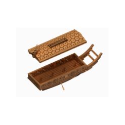 3D render of a Korean Turtle Ship (Geobukseon) STL file, showing the removable hexagonal-plated roof separated from the detailed wooden hull, designed for tabletop wargaming.